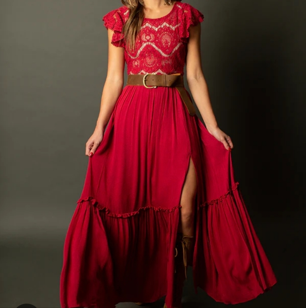 Joyfolie Ruby Red Maxi Dress